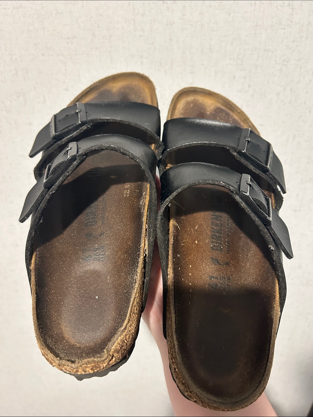 Birkenstock Arizona Black Double Buckle Leather Slide Sandals